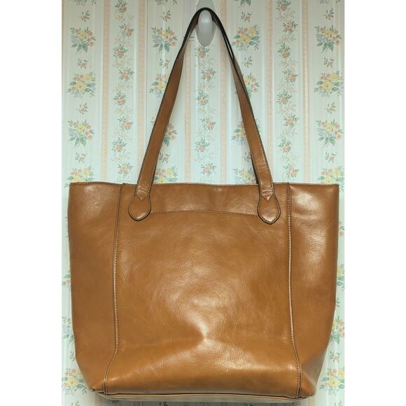 Liz Claiborne Tote Shoulder Bag Large Cognac Double Strap Purse spacious career - Picture 3 of 16